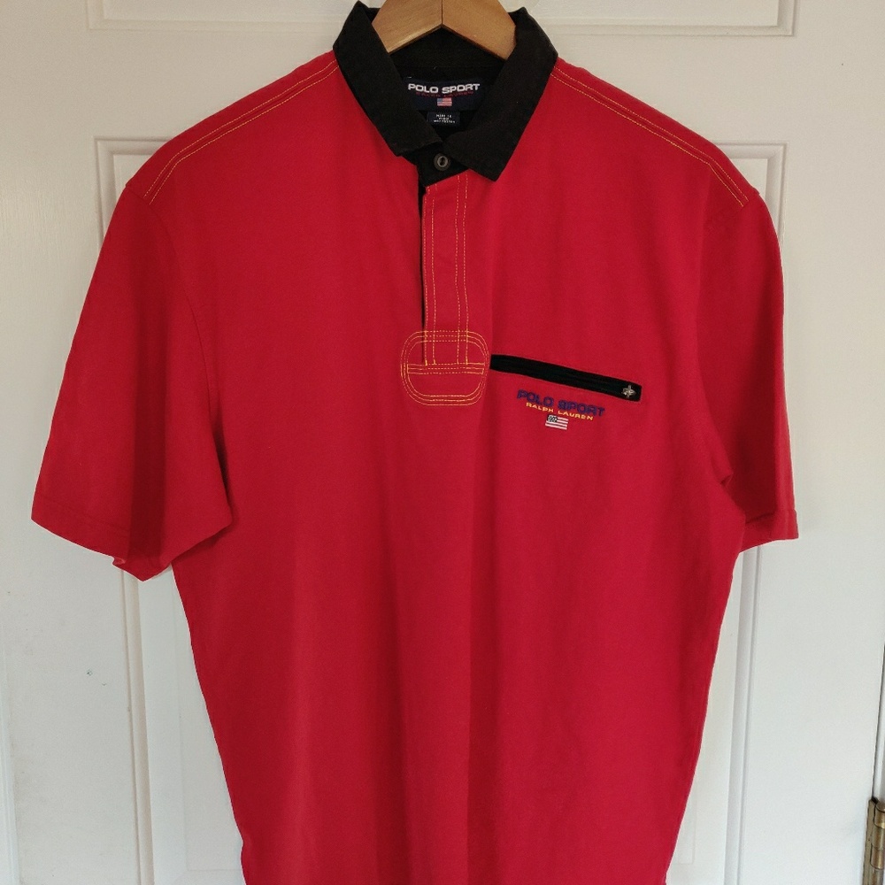 Vintage Polo Sport Shirt Zipper Pocket